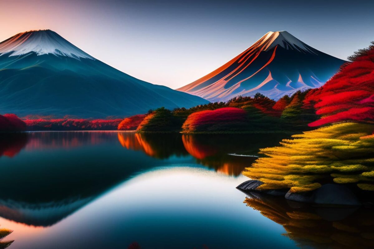 a lake with a mountain and trees