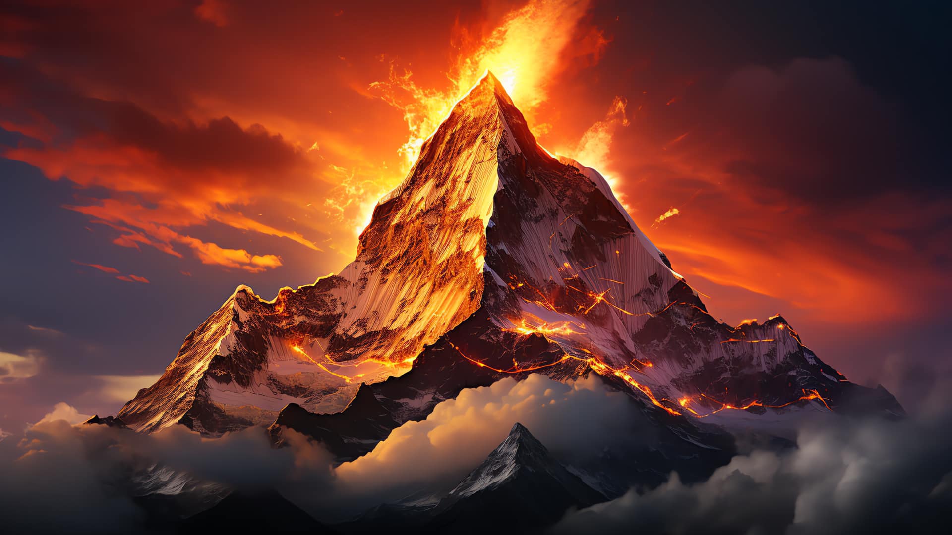 Majestic Peaks at Sunset Glory